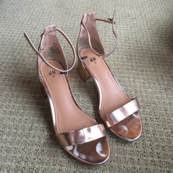 h&m rose gold sandals